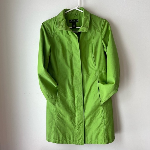 Eddie Bauer Jackets & Blazers - Eddie Bauer Women’s Button-Up Spring Coat – XS – Lime Green long jacket bright